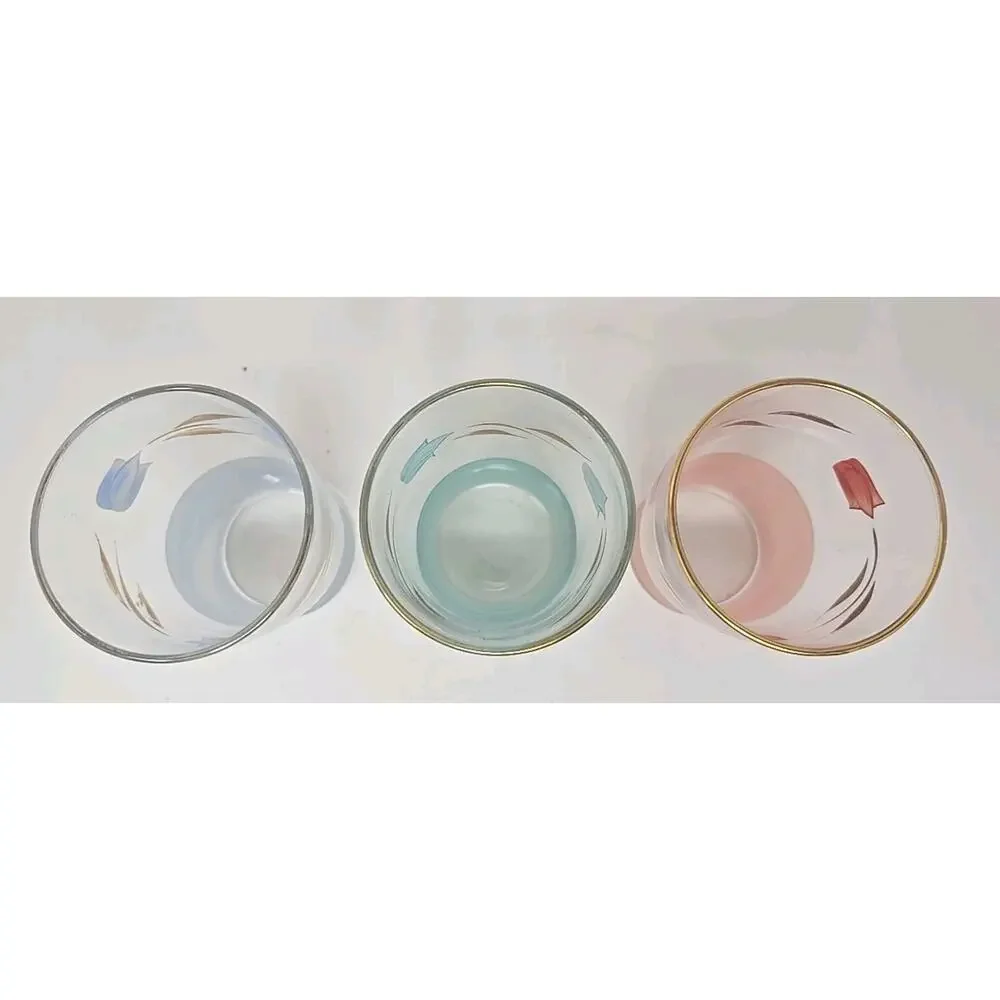 Vintage Bartlett Collins‎ Tulip Tumbler Glasses Lot of 3 Frost Bottoms U186
